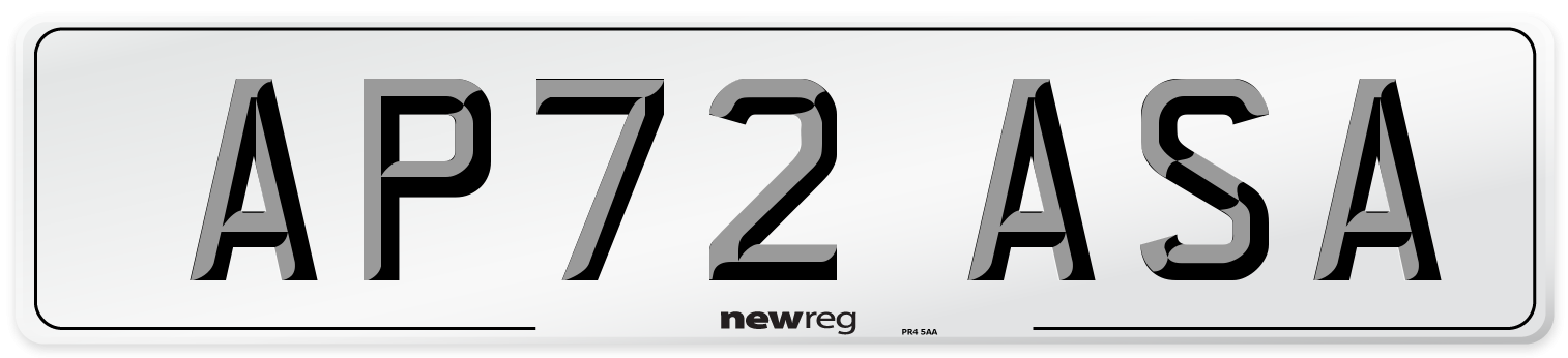 AP72 ASA Number Plate from New Reg